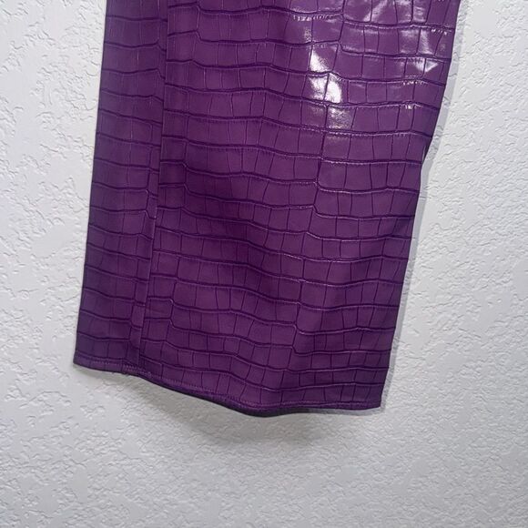 New ROTATE Birger Christiansen Purple Croc Vegan Leather Pants Size 0 FR 34 - Picture 5 of 16